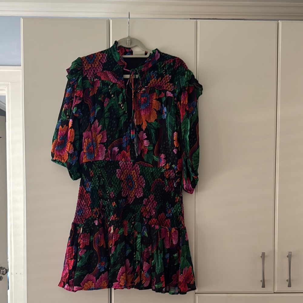 Farm Rio Blooming Garden Black Mini-Dress